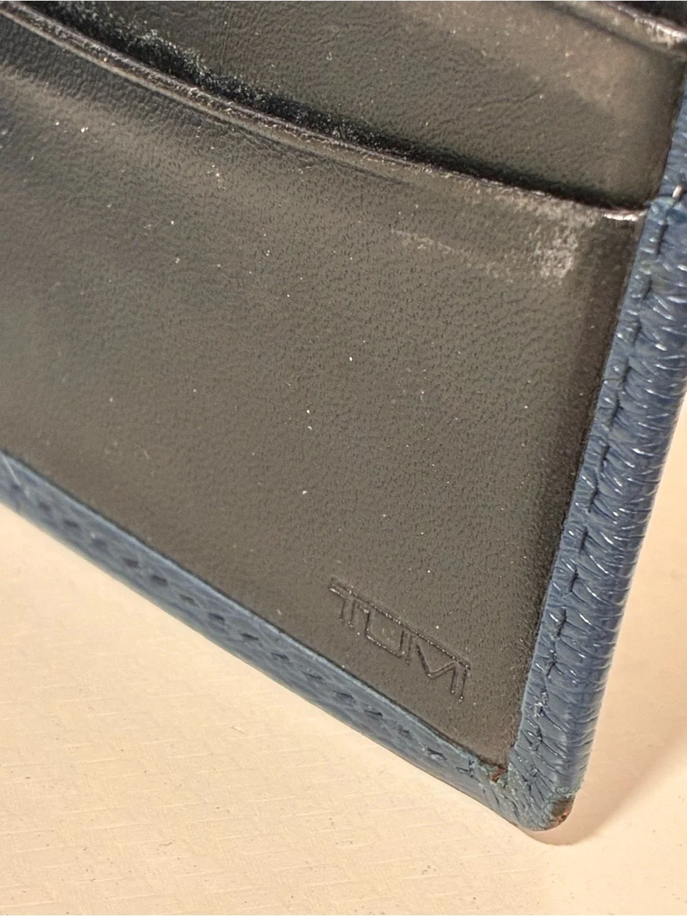 Tumi Blue Leather Mens Bifold Wallet Card Holder